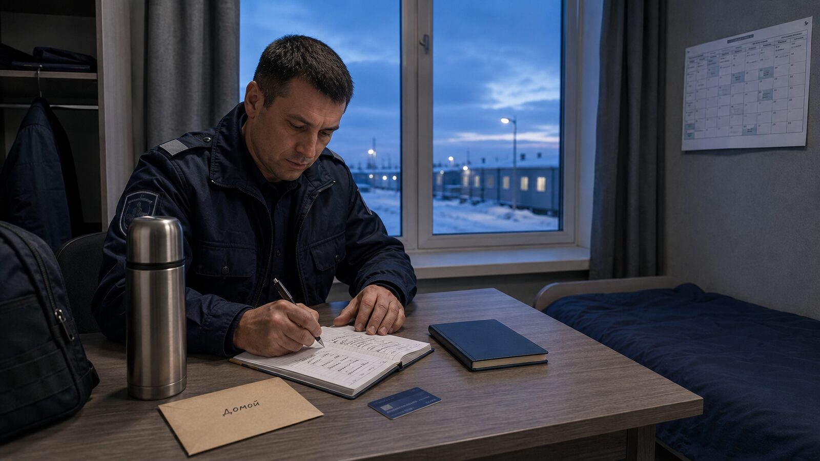 Охранник планирует бюджет и накопления после вахты с проживанием.